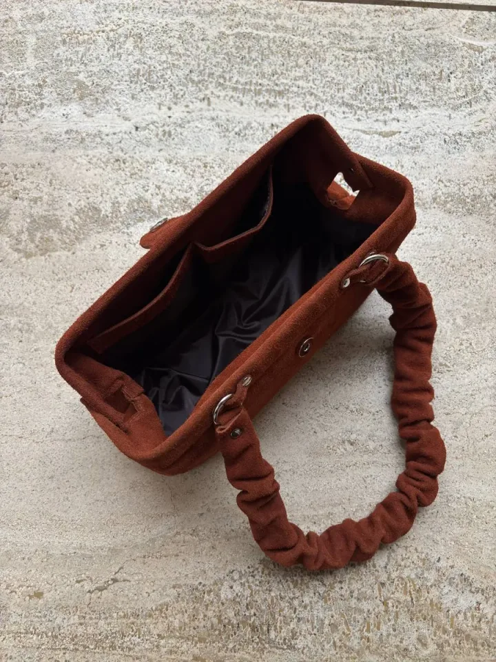 Женский саквояж-багет с ручками на плечо цвет рыжий — фото 11