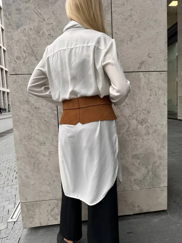 Пояс-баска из натуральной замши цвет кэмел — фото 7
