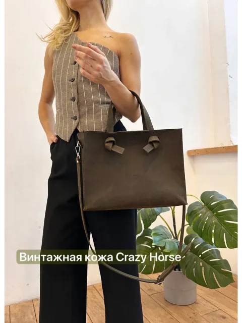 Сумка “Хлоя”  винтажная кожа crazy horse ,цвет хаки — фото 2