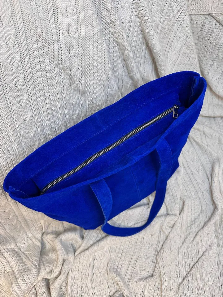 Шоппер из  натуральной замши  цвет электрик синий — фото 5